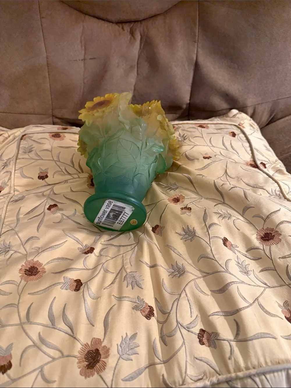 Reproduction of Daum Style Pate de Verre Sunflower Vase